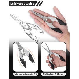 pullther Fishing Pliers, Fishing Equipment, Fishing Accessories, Multifunctional Fishing Pliers, Non-Slip, Hook Remover, PE Line Cutting, Lightweight, with Shock Rope, Black & White