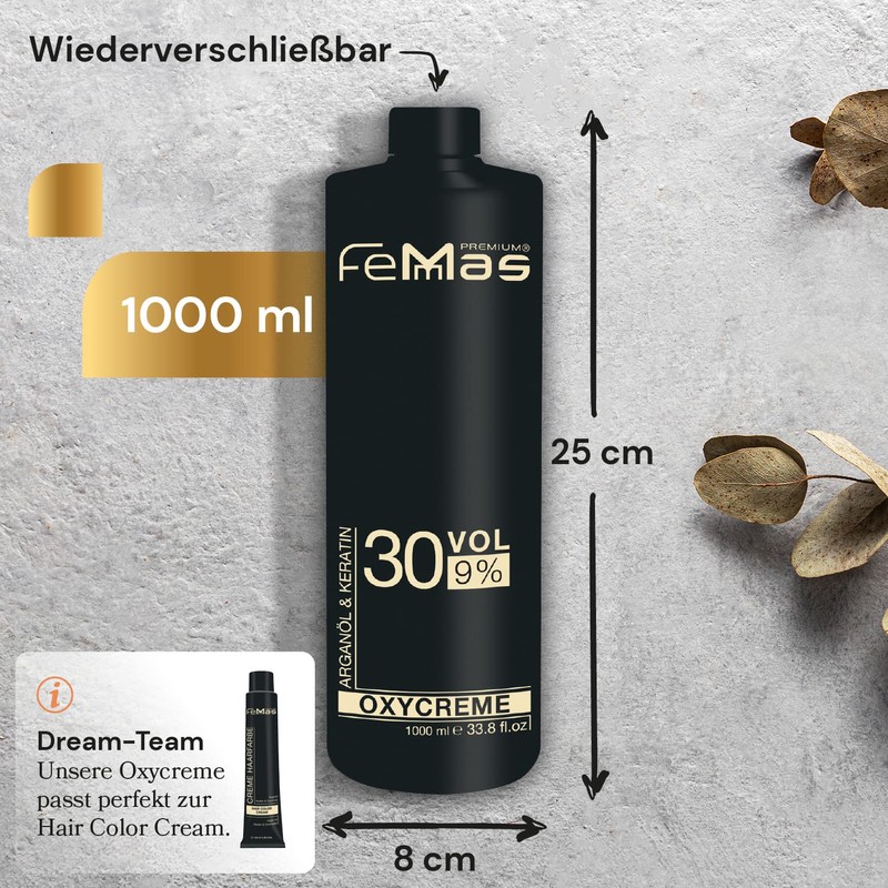 FemMas Oxycream 1000 ml (9%), Professional Oxidant For Hair Dyeing,