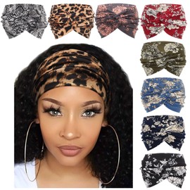 DRESHOW 8 Pack Turban Headbands for Women Wide Vintage Head Wraps Knotted Cute Hair Bands Accessories