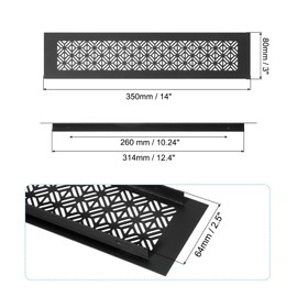 PATIKIL 14 x 3 Inch Door Air Vent Cover, Heavy Duty Aluminum Grille Ventilation Cover Louvered with Mounting Screws for Cabinet Wardrobe Door, Black