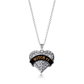 Inspired Silver - Witch #1 - Silver Necklace for Women - Pave Heart Pendant Chain Necklace Jewelry Gift with Cubic Zirconia - Women's Necklace Charm with Lobster Claw Clasp