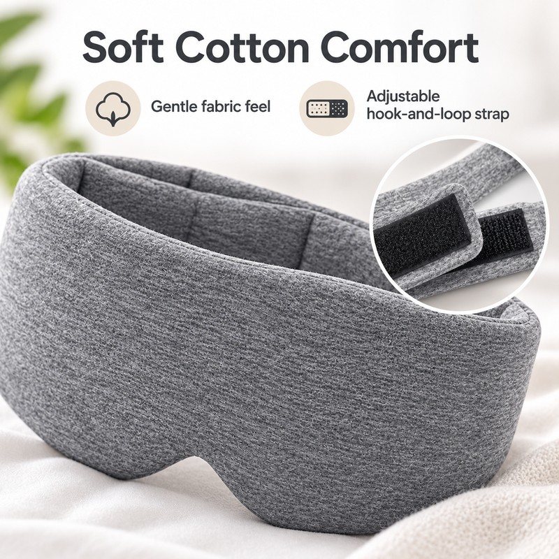 Cotton Sleep Eye Mask for Side Sleepers – Soft Light-Blocking