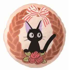 Marushin 1145009600 Ghibli Kiki's Delivery Service, Jiji Cushion, 13.8 x 13.8 inches (35 x 35 cm), Fluffy Bread and Jiji Squishy Material