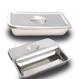 PRECISE CANADA 9X5X2" Surgical Instrument Tray with Lid Holloware Dental Medical DN 2369