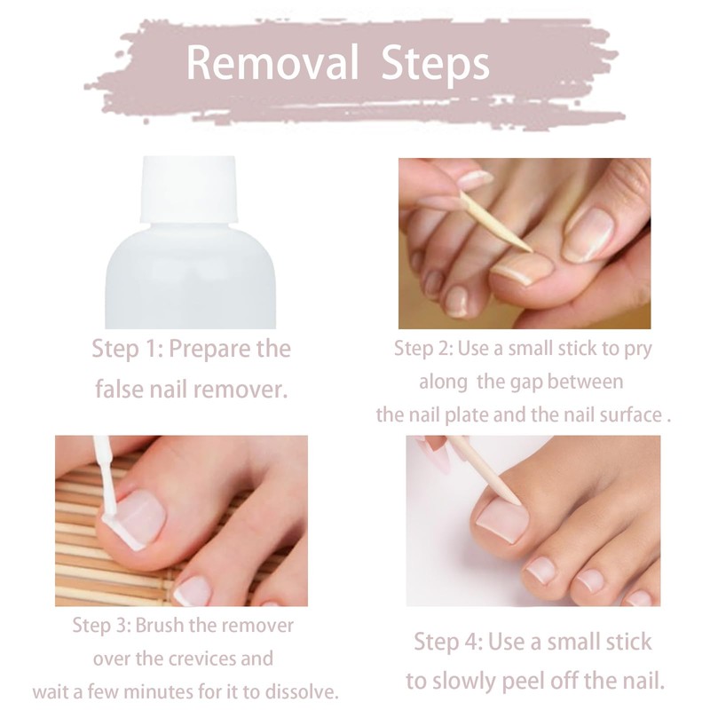 24 PCS Stick on Toenails, False Toe Nails with Glue,