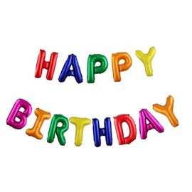 Letrero Happy Birthday | Banner Feliz Cumpleaños | Globo Metálico Mylar | Decoración Adornos Fiesta de Cumpleaños Niño Niña Adulto Baby Shower 15 Años | Azul, Rojo, Negro, Rosa, Oro Rosado (Rose Gold), Oro, Plata, Colores. (Multicolores Niño)