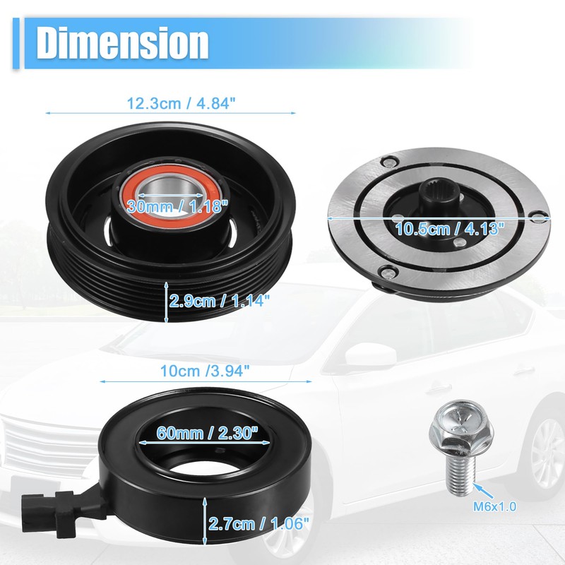X AUTOHAUX 1 Set AC Compressor Clutch Kit Pulley Coil