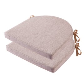 18x18 Inch Chair Pads for Dining Chairs Set of 2 with Ties Non Slip Washable Seat Cushion with Zipper Indoor Round Back Chair Cushions for Kitchen, Khaki