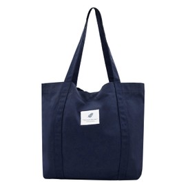 Women's Fabric Bags Tote Bag Plain Shoulder Bag Lightweight Large Capacity Student Shopping Beach Bag, navy