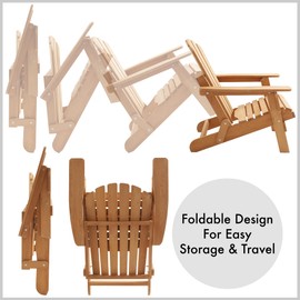 Casafield Oversized Folding Adirondack Chair, Set of 2 Cedar Wood Outdoor Fire Pit Lounge Chairs for Patio, Deck, Yard, Lawn and Garden Seating, Partially Pre-Assembled - Natural