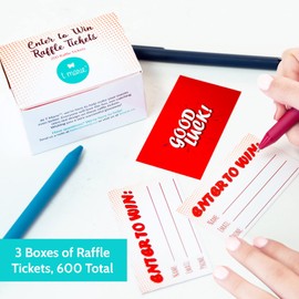 T MARIE 600 Raffle Tickets 3.5”x2” - Entry Form Cards for Contests, Raffles, Ballot Box, 50/50, Auctions and More - with Space for Name, Email, and Phone Number