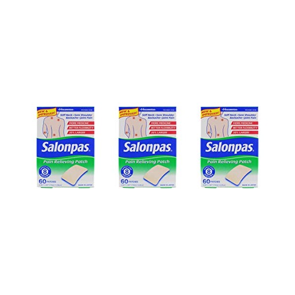 Salonpas Pain Relieving Patches, 60 Count, Pack 3