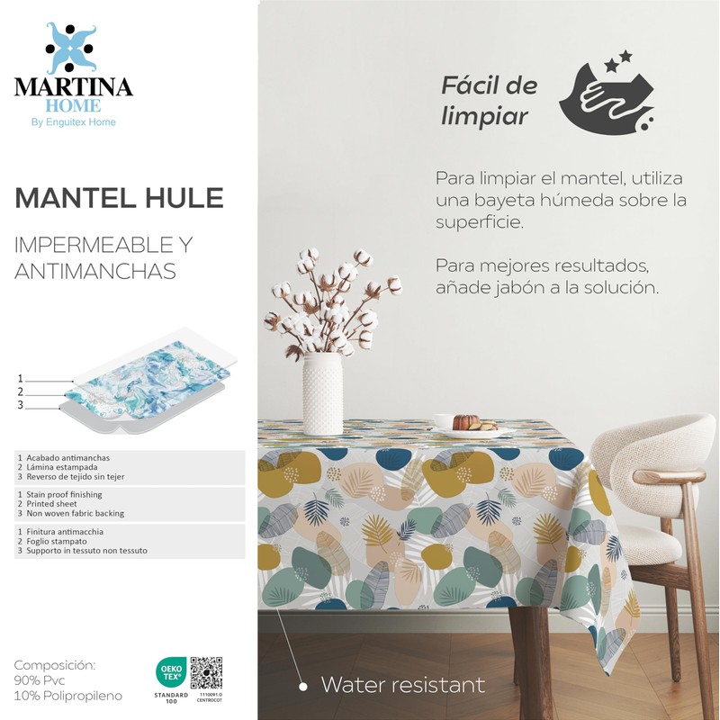 Martina Home Tormes Green Oilcloth Tablecloth 220 x 140 cm
