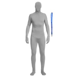 Full Bodysuit With Zipper Helper Spandex Unisex Unitard Tights Suit Zentai Cosplay Costume (Medium, Grey)