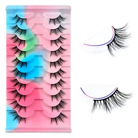 10 Pairs of 3D False Eyelashes, Half Eyelashes, Cat's Eye, Natural Look, Handmade Extension Corner Eyelashes, Natural Artificial Eyelashes Set, for Daily Theme Party, Carnival, Cosplay (B-11)