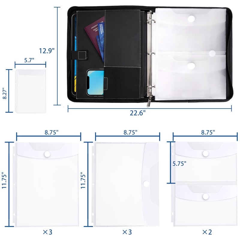 HAUTOCO Important Document Organizer Zipper Life Binder Family Emergency Binder