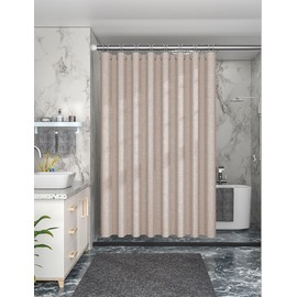 Homxi Duschvorhang Anti Schimmel 80x200cm Beige,Duschvorhänge mit Gewicht Duschvorhang Wasserdicht Polyester 230g/m² Einfarbig Duschvorhänge für Badewannen mit 12 Duschvorhangringen