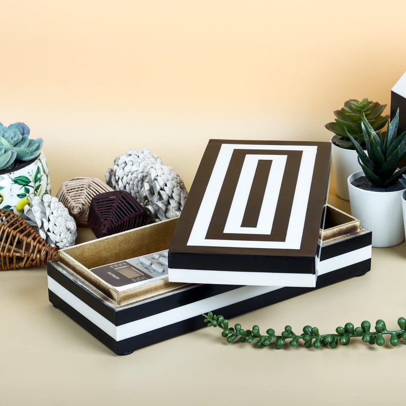 Handicrafts Home Concentrics Keepsake Decorative Storage Black & White Jewelry