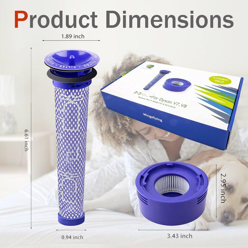 6 Pack Vacuum Filter Replacement Kit for Dyson Dyson V8+,