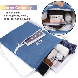 WANDF Drawstring Backpack String Bag Sackpack Cinch Water Resistant Nylon for Gym Shopping Sport Yoga (Dark Blue)