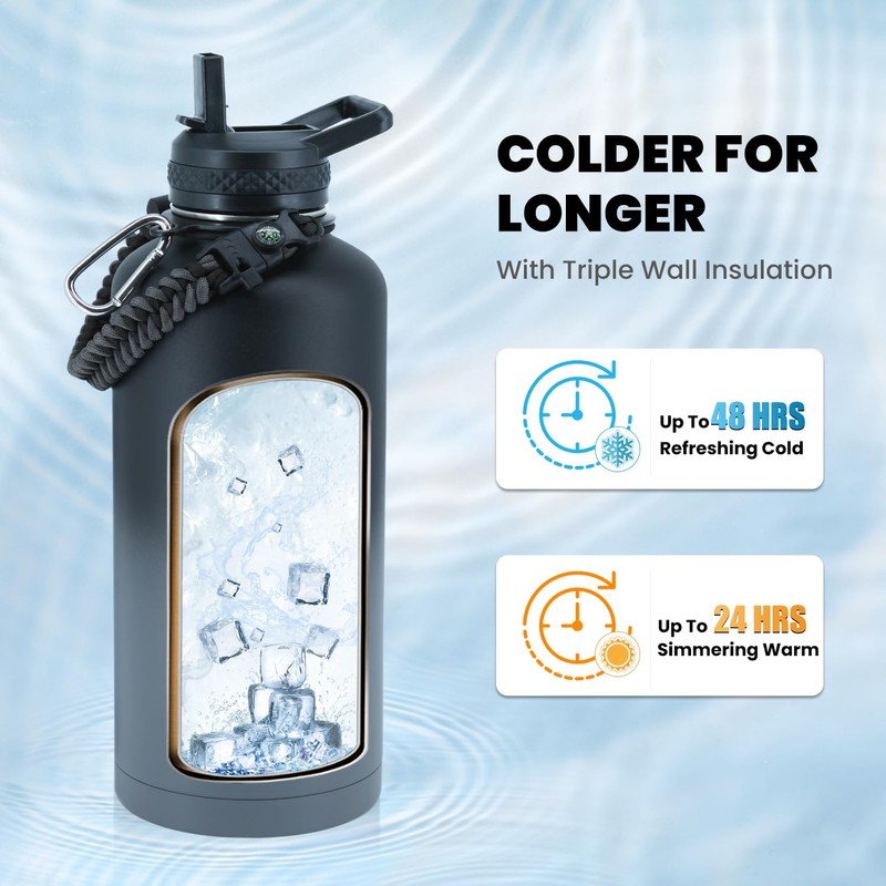 RAYMYLO Insulated Water Bottle 87 oz, Triple Wall Vacuum Stainless