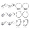 S925 Sterling Silver Stud Earrings, Silver Hoops Earrings for Women