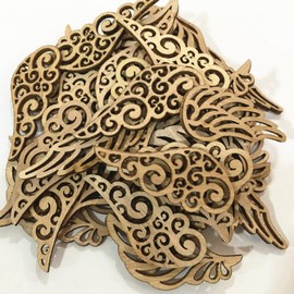Christmas Wood Angel Wings 80pcs Angel Wings Wings Patches Angel Wings Wooden Patches Hand Painting Wooden Cutouts Blank Drawing Wood Art Pieces for Handicraft Projects