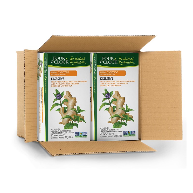Four O'Clock Herbalist Digestive Herbal Tea, Non-Gmo, Kosher, Gluten-Free, 6