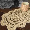 kilofly Crochet Cotton Lace Placemats Doilies 4pc, Oval, Beige, 7.8