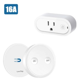 LoraTap Remote Control Outlet Plug Adapter with Remote, 656ft Range Wireless Switch for Lights and Household Appliances, No Hub Required, 16A/1760W, White, 2 Years Warranty