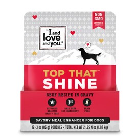 "I and love and you" Top That Shine Wet Dog Food Pouch, Beef Recipe In Gravy, 3 oz (Pack of 12)