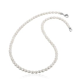 Nenalina 724007 Women's Pearl Necklace Made of Freshwater Pearls and Lobster Clasp Made of 925 Sterling Silver, Length 42-80 cm, freshwater pearls, Pearl