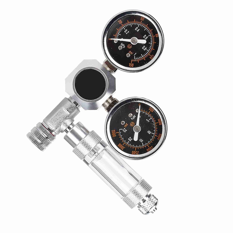 CO2 Regulator Aquarium Dual Gauge Display with Bubble Counter and