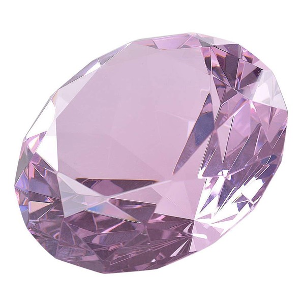 Clear Crystal Paperweight, 2.4-Inch (60 mm) Diameter, Diamond Shaped Decorative Accessory, Available in Various Colors
