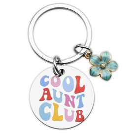 ShiQiao Spl Auntie Birthday Christmas Gifts for Aunty Cool Aunt Club Flower Keyring for Women Aunts Gifts from Niece Nephew Aunt Funny Keyring for Auntie