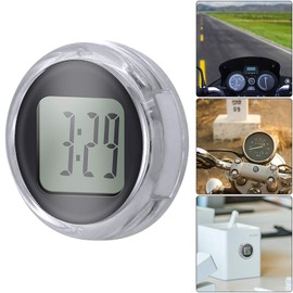 SUNJULY Motorcycle Watch, IP64 Waterproof Mini Motorcycle Watch, Paste Style with Clear Display, Digital Clock Function, Time for Bicycle Motorcycle and Cars