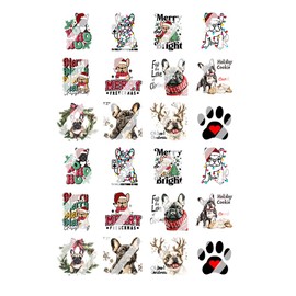 Christmas French Bulldog- Nail Art Decals - Waterslide Nail Decals (Adult XLarge 0.6" inches)