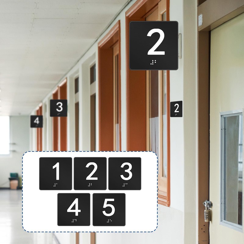Yaocom Exam Room Sign Numbers 1-5 with Braille and Tactile