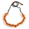 Avalaya Orange Shell and Wood Beads with Black Cotton Cord