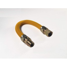 EZ-Fluid - Manguera de acero inoxidable corrugado con revestimiento epoxi amarillo de 1/2" MIP x 1/2" FIP Gas Flex, conector flexible de gas natural para tubería de gas, calentador de agua caliente, gama, secador, estufa, parrilla (1 paquete)