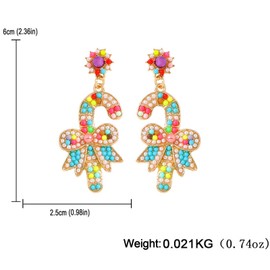 Christmas Earrings for Women Christmas Pearl Cane Earrings Beaded Dangle Earring Holiday Drop Earrings Cane Dangling Earring Christmas Party Jewelry Gifts for Girls(Beads)