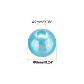 sourcing map 1000pcs Acrylic Round Beads AB Colors 6mm Loose Bubble Spacer Craft Beads with Hole for DIY Earring Bracelet Necklace Key Chains, Aquamarine AB