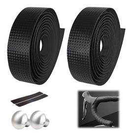 RJLLKD 2 Rolls Cycling Bike Handlebar Tape, EVA Breathable Non-Slip Shock-Absorbent Bar Tape Road Bicycle with Bar End Plugs for Mountain Bikes Badminton Tennis Rackets Fishing Rods Outdoors Touring