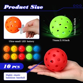 Arrowbash 10 Pack Light Up Baseball Glow in The Dark Practice Baseballs & Softballs LED Practice Balls Luminous Training Baseballs Hollow Airflow Softball Ceiling Balls for Teen Adult Baseball Fan