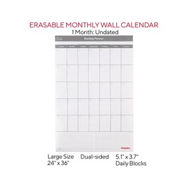 Staples 24-inch x 36-inch Monthly Dry-Erase Wall Calendar, Reversible, White/Gray, 2/Pack (ST60365-22VS)