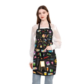 BDPWSS Artist Apron With Pockets Art Teacher Appreciation Gift Art School Graduation Gift I Love Art Painter Art Lover Gift (Love Art APCA2)