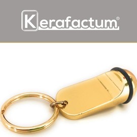 Kerafactum 2 key fobs, hotel keys, hotel guesthouse key pendant, gold look with rubber ring, key tag, can be written on, engravable, for car, motorcycle, partner, mini gift for him and her, Pendant