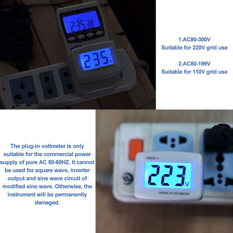 Diyeeni 1Pcs Plug-in LCD Digital AC 80-300V Voltímetro DM55-1 110V/220V