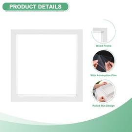 M METERXITY 1-Pack Dried Flower Frame, 6 x 6 Inch Double Acrylic Wooden Dried Flower Photo Floating Frame for Tabletop/DIY/Handicrafts [White]