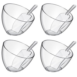 Hoolerry 8 Pcs Serving Bowls Kit Include Clear Plastic Bowls for Parties and Popcorn Measuring Scoops Acrylic Plastic Kitchen Angled Candy Scoops for Office Canister Salad Cooking (45 oz)